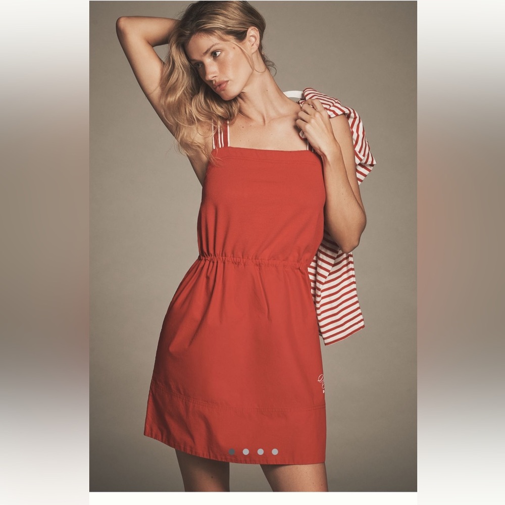 NWT Daily Practice Anthro passing shot sleeveless mini dress 100% cotton RED